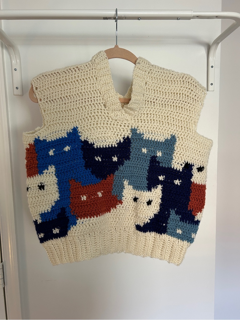 Vintage Handmade Crochet Cat Sweater Vest